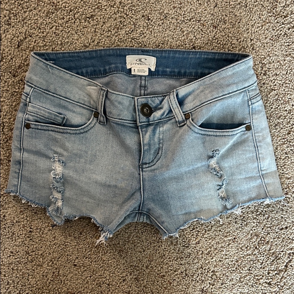 O'Neill Women's Light Wash Low Rise Jean Shorts